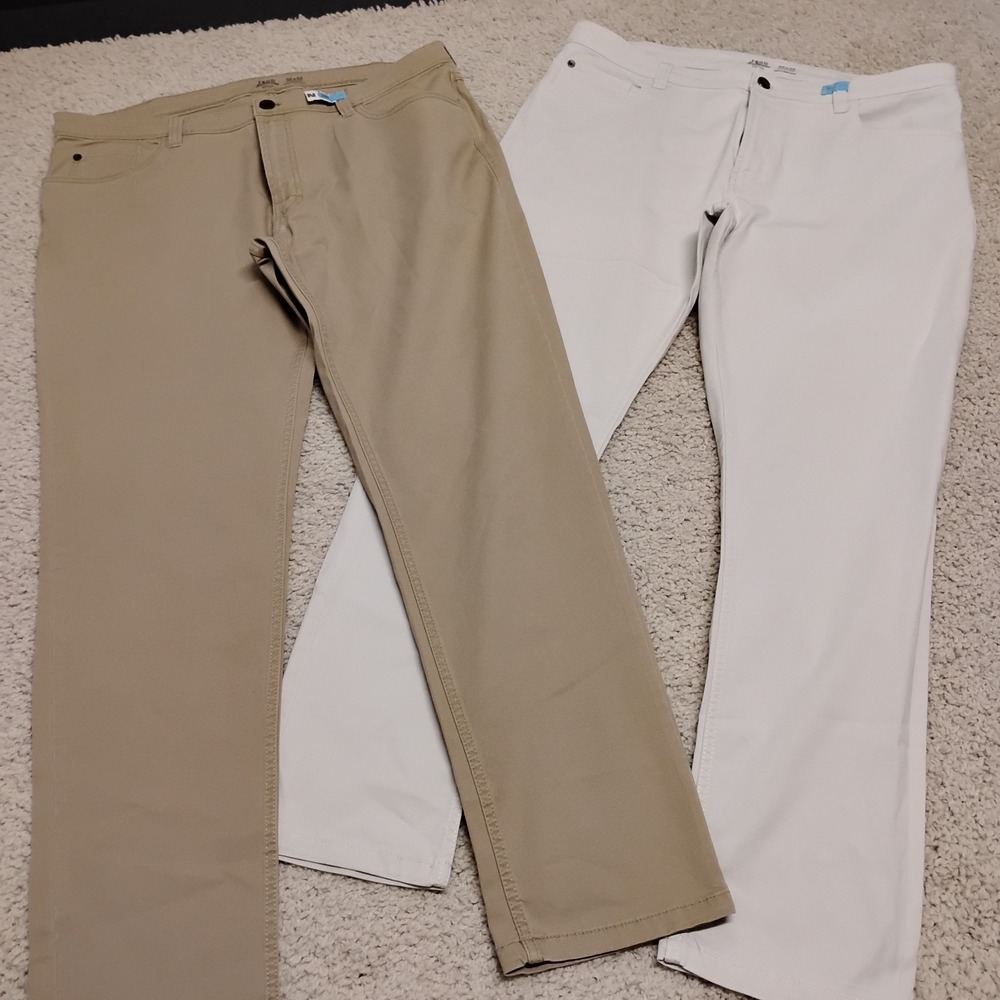 Izod Saltwater Pants Lot Of 2 Mens 38x32 Straight Chino Stretch Preppy Slacks